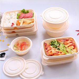 Disposable Food Containers Fast Meal Tray Biodegradable Lunch Box For Take away Corn Starch Container