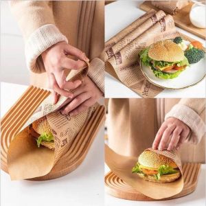 Wax Sheet Printed Wrap Sandwich Hamburger Paper And Bread Packaging