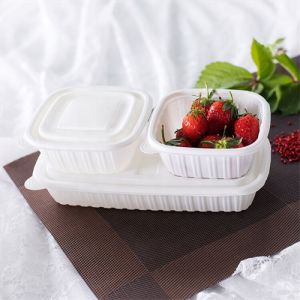 Corn Starch Trays Customized Disposable Pp Plastic 1000Ml American Square Food Container 5 Compartment Bento Box
