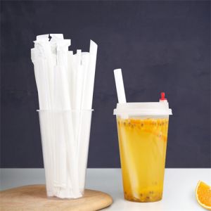 100% Plant-Based Wrapped Compostable Straws Corn Pla Straw For Juice Cold Drinks Party Plastic