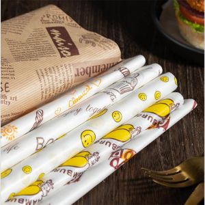 Printed Kraft Wrapping Paper Burger Bags Food Packaging Compost