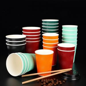 Black White Lids Kraft Paper Cups 1 Oz