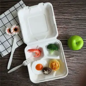 Biodegradable disposable food clamshell/3 5 compartments food box/tray