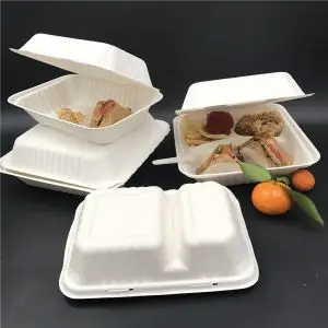 Biodegradable Disposable Food Clamshell / 3 &amp; 5 Compartment Food Box Tray