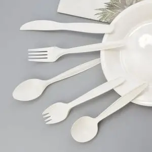 Biodegradable Corn Starch Cutlery Set – Compostable Travel Utensils