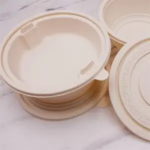 Biodegradable Soup Bowl With Lid Oem 300Ml Corn Starch Compartment Bowls