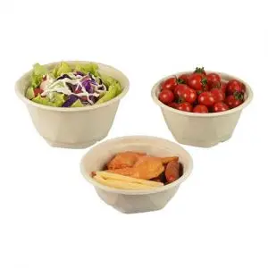 Sugarcane Plates And Bowls, Bagasse 16 Oz Bowl Large Case, Karat Earth 32Oz Compostable Rice Bowls