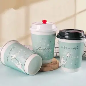 Pe Cup Ripple Coffee 10oz White Paper Cups
