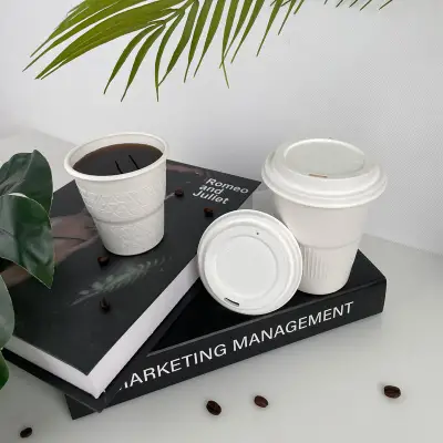 Coffee Flat 90mm Disposable Cup Lid For Hot Paper Cups Go Biodegradable Sugarcane Bagasse Lids Coffee Flat 90mm Disposable Cup Lid For Hot Paper Cups Go Biodegradable Sugarcane Bagasse Lids