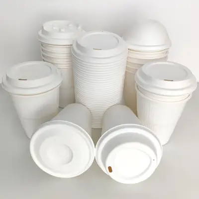 80mm 90mm Biodegradable Paper Milk Tea Cover Eco Sugarcane Bagasse Coffee Cup Lid 80mm 90mm Biodegradable Paper Milk Tea Cover Eco Sugarcane Bagasse Coffee Cup Lid