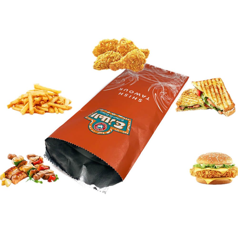 Aluminum Foil Paper Bag For Hot Food Lined Sandwich Bags Gusseted