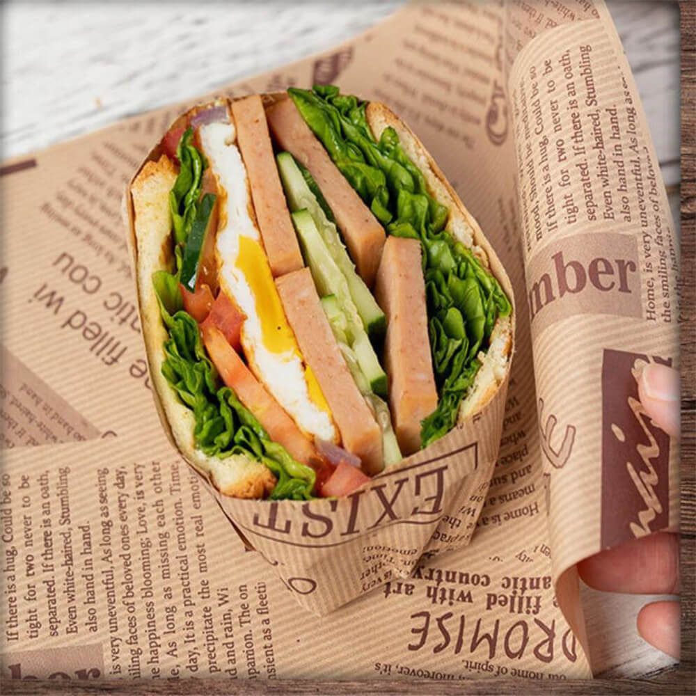 Paper Wrapping Sandwich Wraps Hamburger For Food Warmer