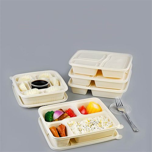 Corn Starch Based Biodegradable Tableware China Prep Meal Containers 5 Compartment Lunch Box Disposable